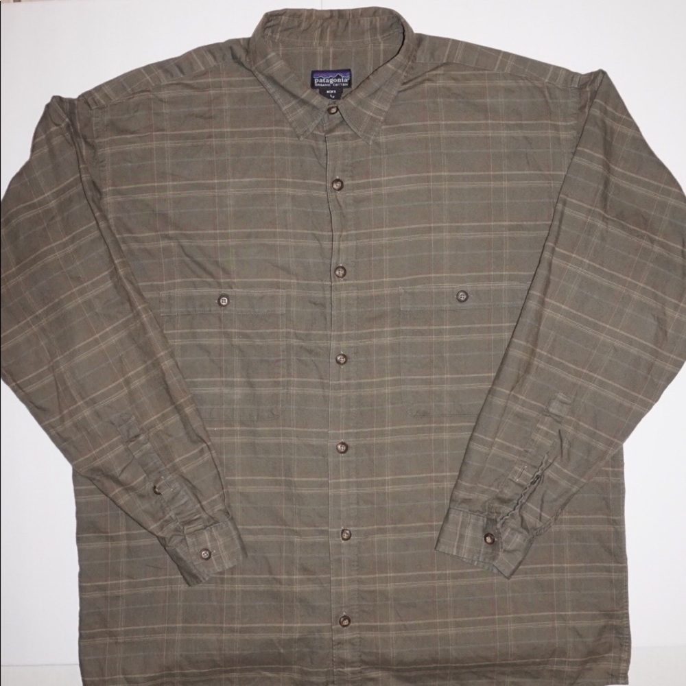 Mens Patagonia Olive Green Longsleeve Button Down